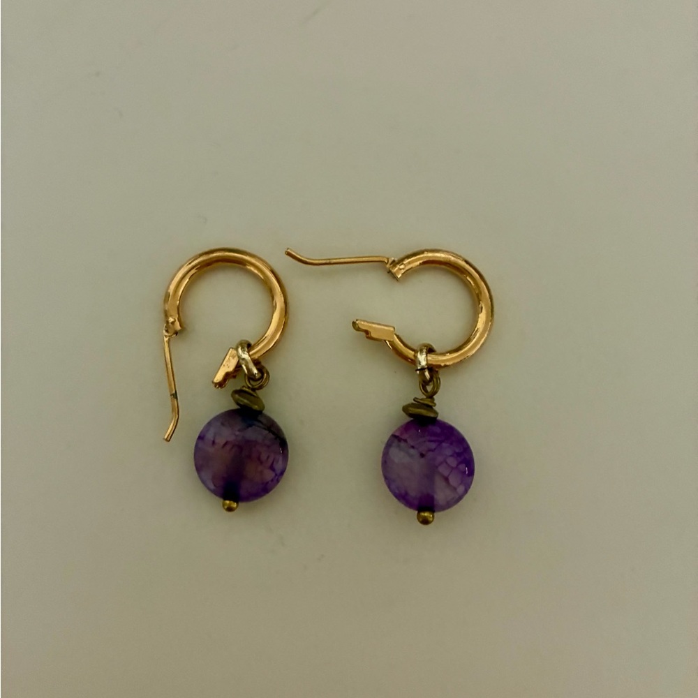 Elegant Gold and Purple Hoop Earrings